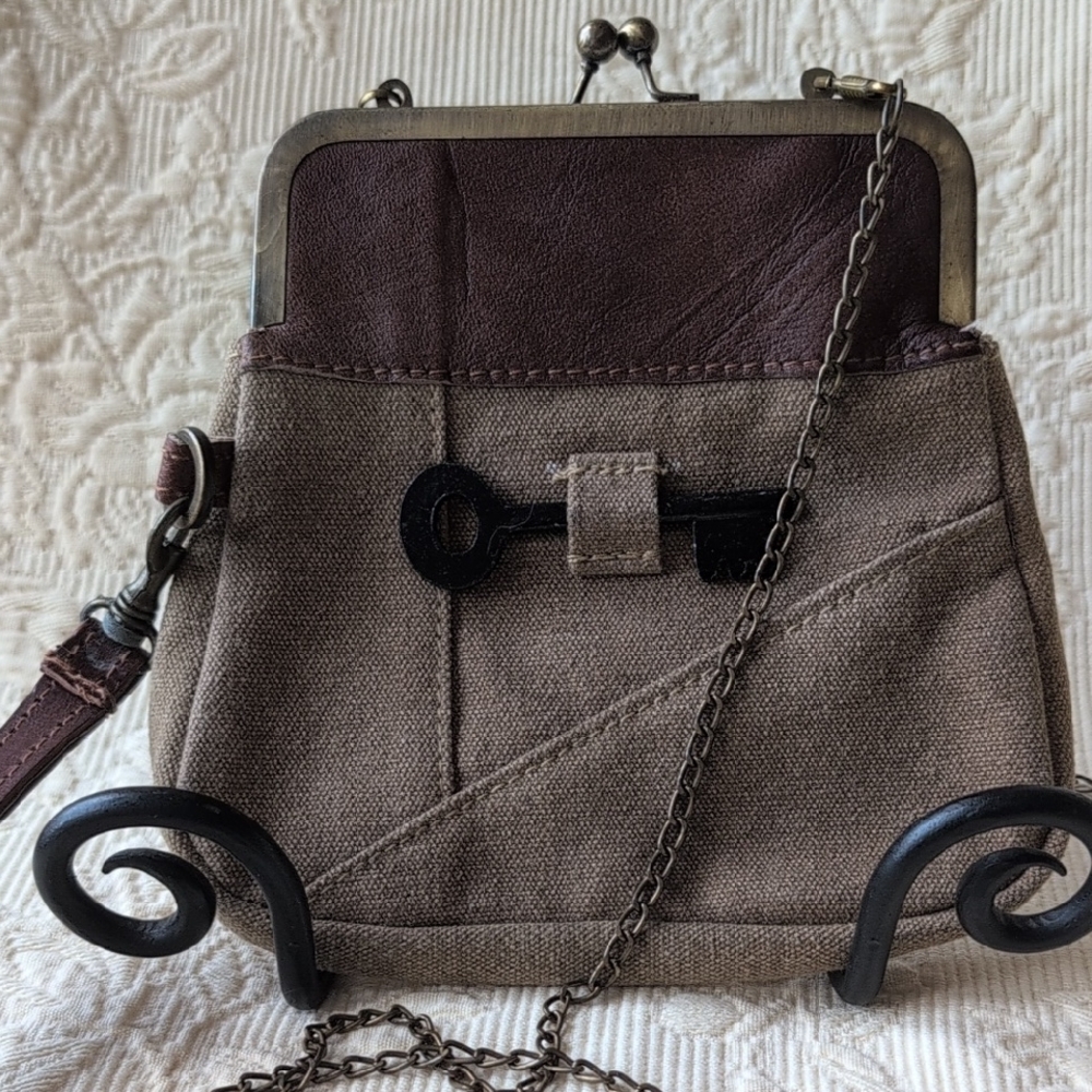 Mona B. Brown and Tan Women's Bag with Key Detail
